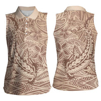 Pastel Brown Polynesia Women Sleeveless Polo Shirt Hawaiian Tribal Hammerhead Shark Tattoo LT14 - Polynesian Pride