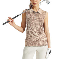 Pastel Brown Polynesia Women Sleeveless Polo Shirt Hawaiian Tribal Hammerhead Shark Tattoo LT14 - Polynesian Pride