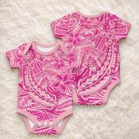Beige Gradient Polynesia Baby Onesie Hawaiian Tribal Hammerhead Shark Tattoo