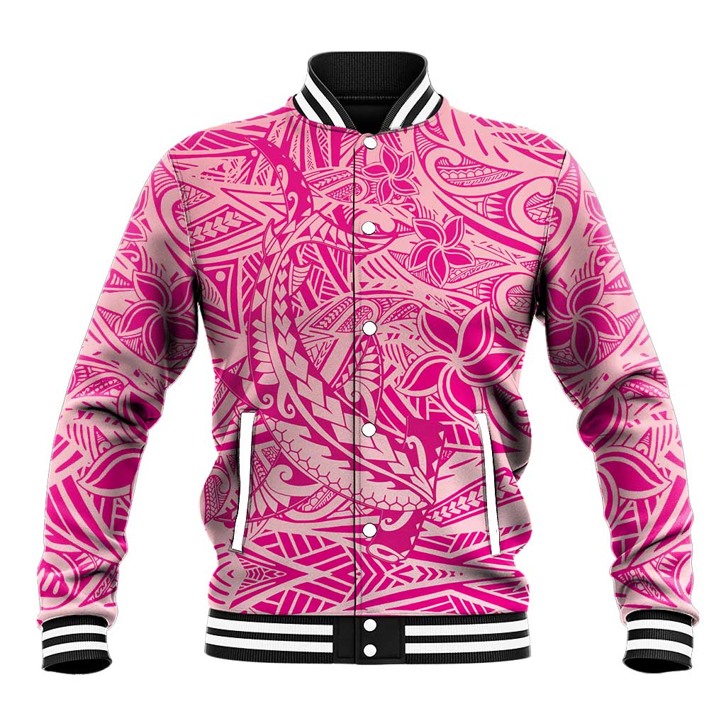 Beige Gradient Polynesia Baseball Jacket Hawaiian Tribal Hammerhead Shark Tattoo