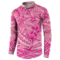 Beige Gradient Polynesia Button Sweatshirt Hawaiian Tribal Hammerhead Shark Tattoo