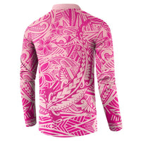 Beige Gradient Polynesia Button Sweatshirt Hawaiian Tribal Hammerhead Shark Tattoo