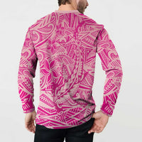 Beige Gradient Polynesia Button Sweatshirt Hawaiian Tribal Hammerhead Shark Tattoo
