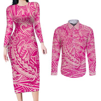 Beige Gradient Polynesia Couples Matching Long Sleeve Bodycon Dress and Long Sleeve Button Shirt Hawaiian Tribal Hammerhead Shark Tattoo LT14 Beige - Polynesian Pride