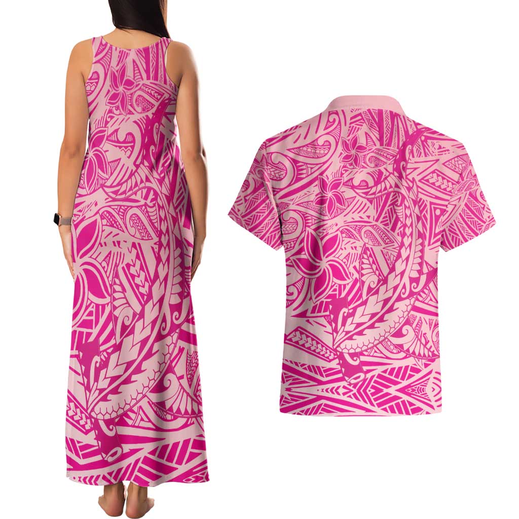 Beige Gradient Polynesia Couples Matching Tank Maxi Dress and Hawaiian Shirt Hawaiian Tribal Hammerhead Shark Tattoo LT14 - Polynesian Pride