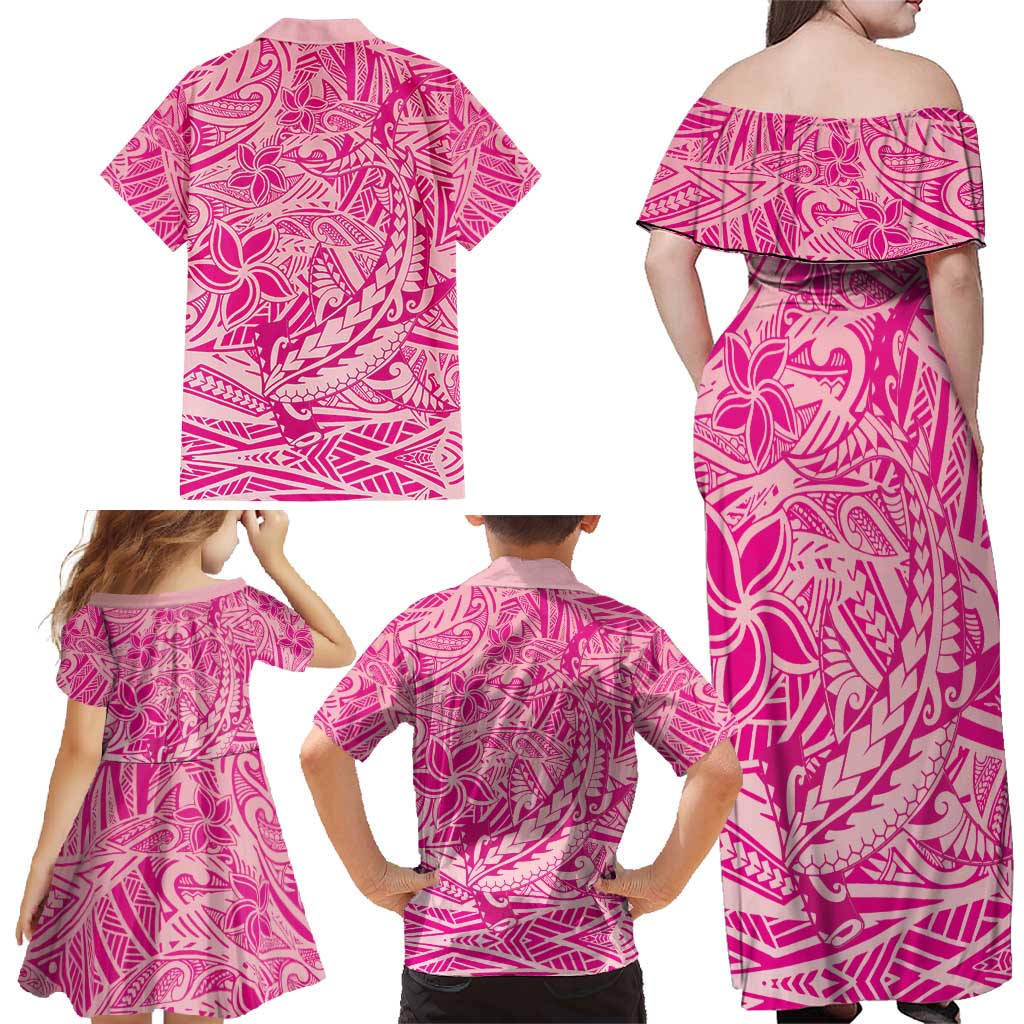 Beige Gradient Polynesia Family Matching Off Shoulder Maxi Dress and Hawaiian Shirt Hawaiian Tribal Hammerhead Shark Tattoo LT14 - Polynesian Pride