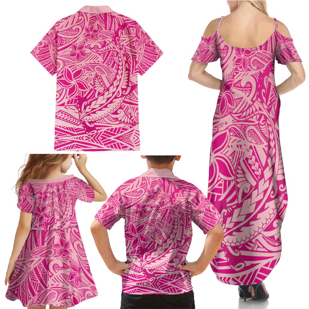 Beige Gradient Polynesia Family Matching Summer Maxi Dress and Hawaiian Shirt Hawaiian Tribal Hammerhead Shark Tattoo LT14 - Polynesian Pride
