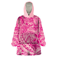 Beige Gradient Polynesia Wearable Blanket Hoodie Hawaiian Tribal Hammerhead Shark Tattoo