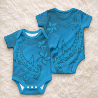 Blue Gradient Polynesia Baby Onesie Hawaiian Tribal Hammerhead Shark Tattoo