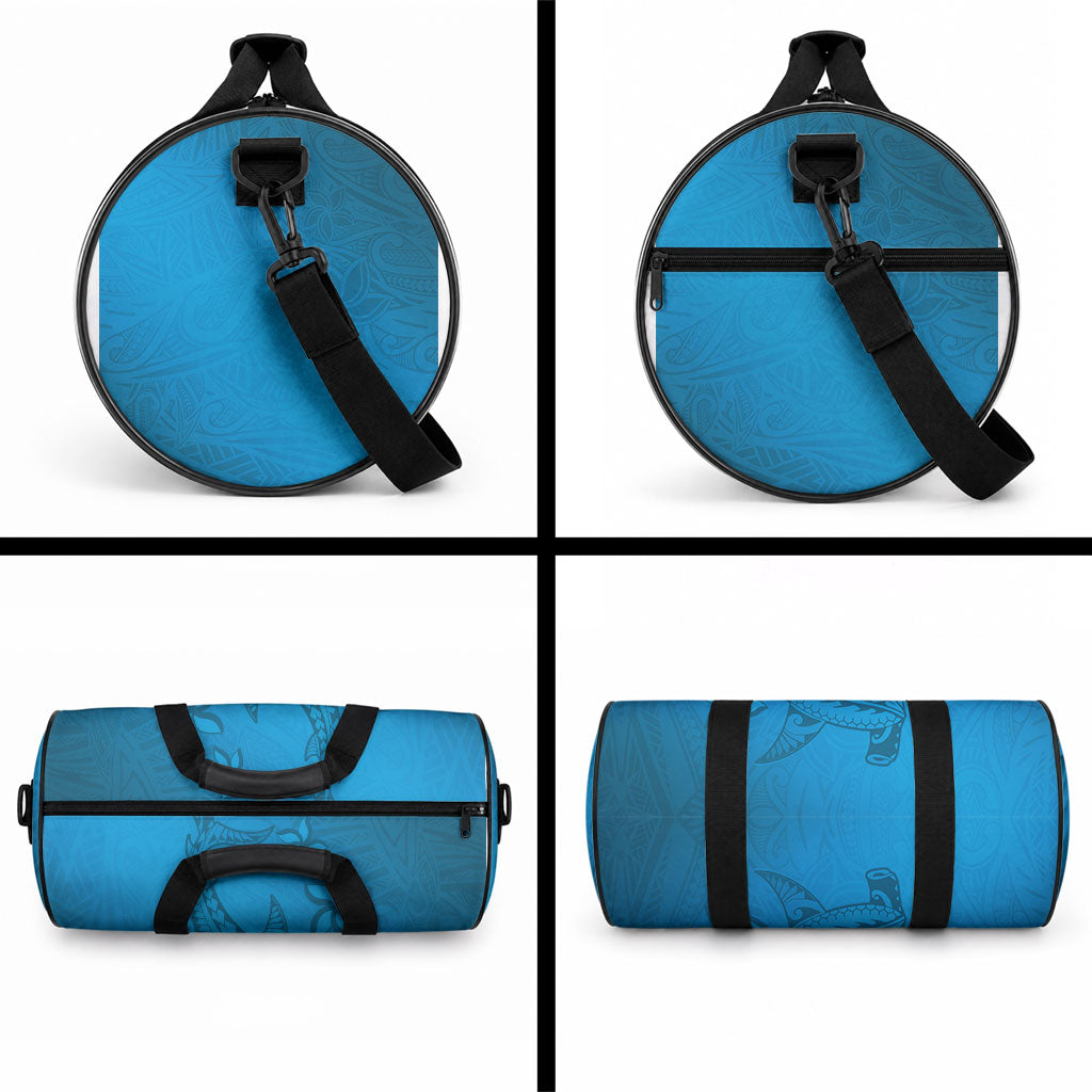 Blue Gradient Polynesia Duffle Bag Hawaiian Tribal Hammerhead Shark Tattoo