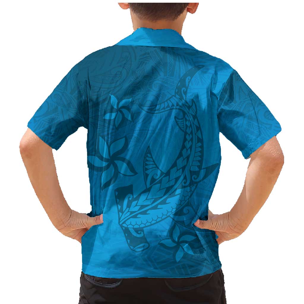 Blue Gradient Polynesia Family Matching Mermaid Dress and Hawaiian Shirt Hawaiian Tribal Hammerhead Shark Tattoo LT14 - Polynesian Pride