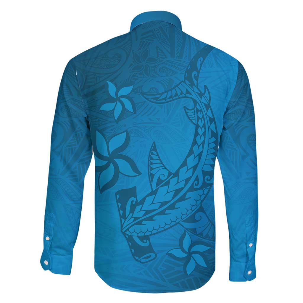 Blue Gradient Polynesia Family Matching Mermaid Dress and Hawaiian Shirt Hawaiian Tribal Hammerhead Shark Tattoo LT14 - Polynesian Pride