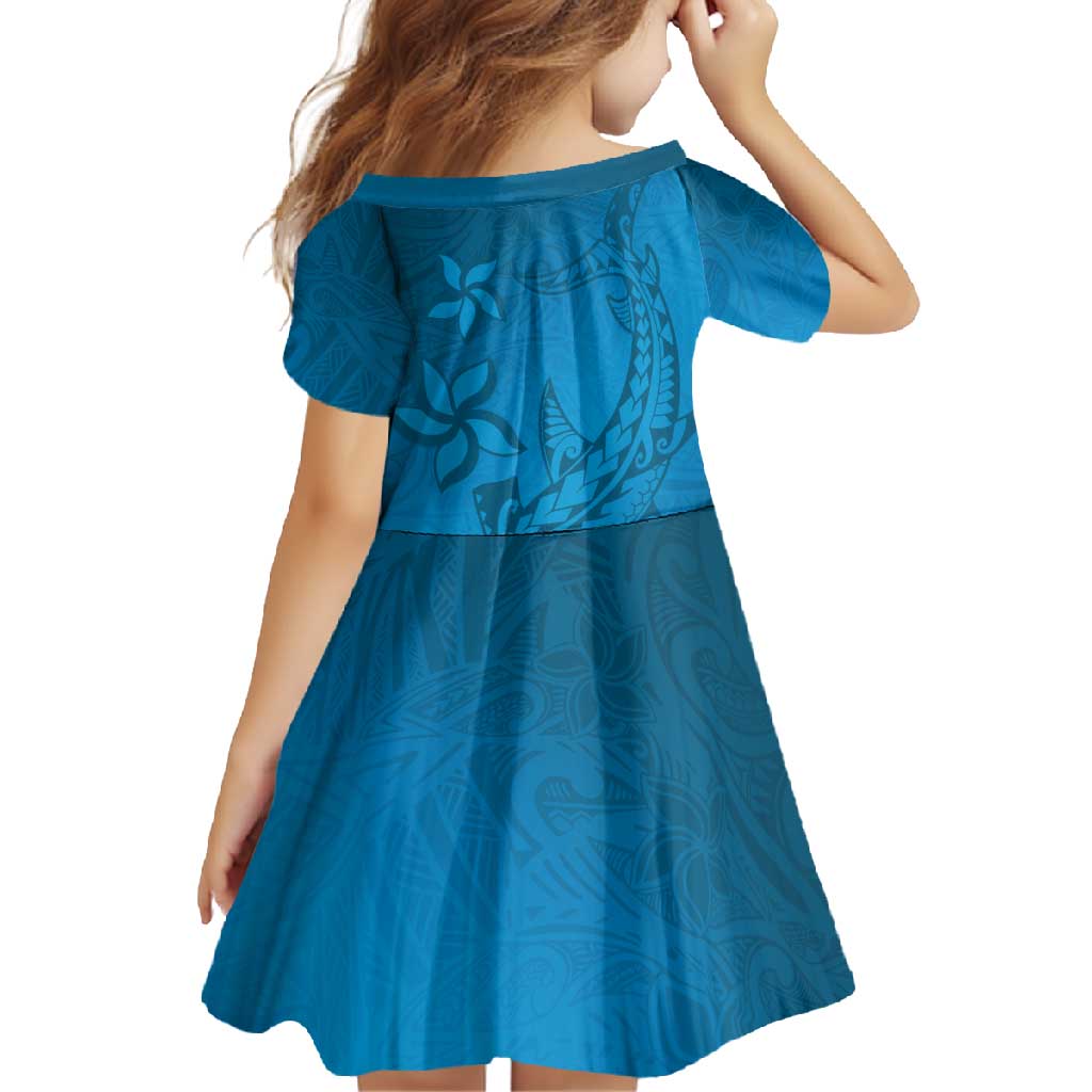 Blue Gradient Polynesia Family Matching Off Shoulder Maxi Dress and Hawaiian Shirt Hawaiian Tribal Hammerhead Shark Tattoo LT14 - Polynesian Pride