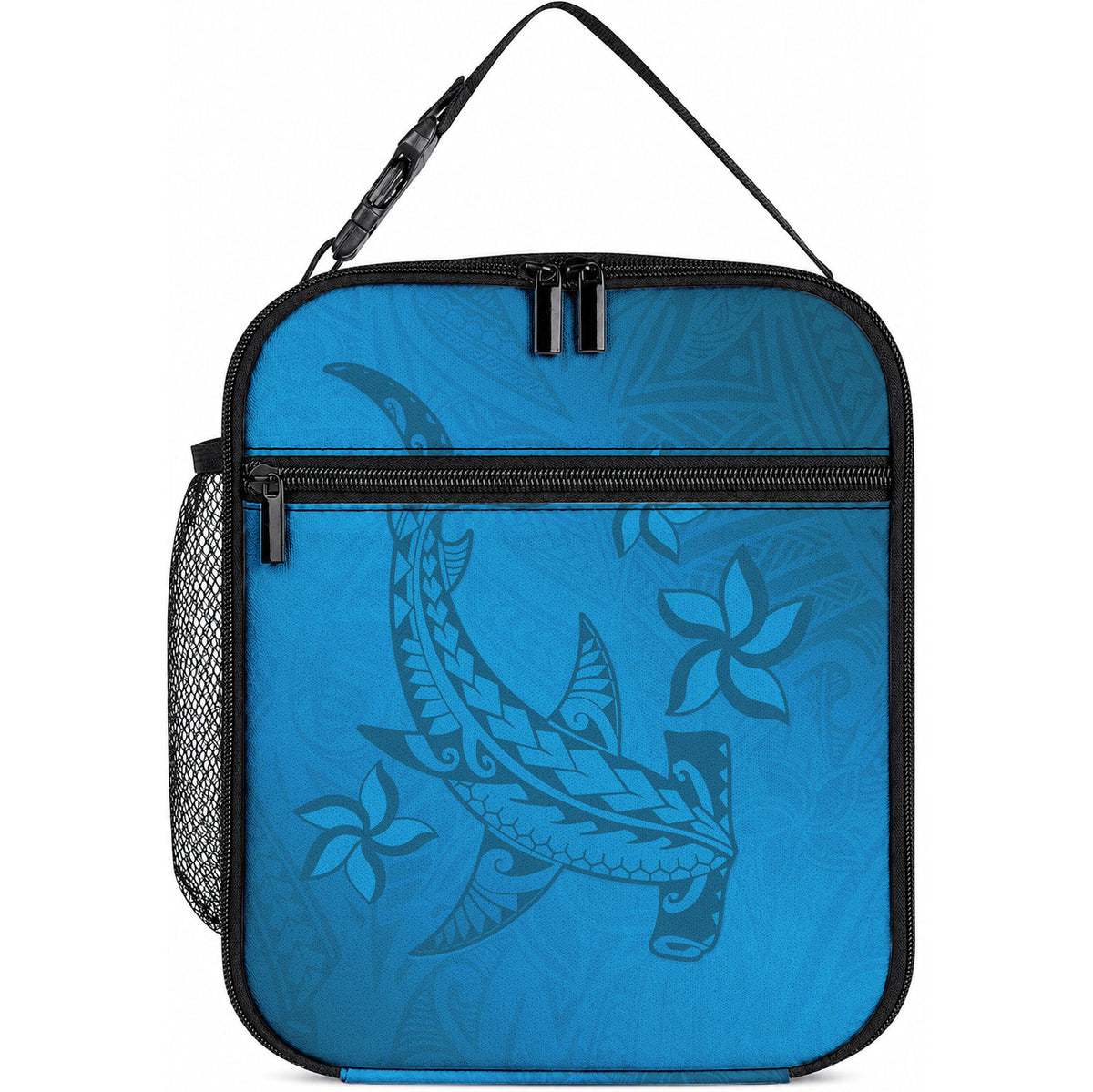 Blue Gradient Polynesia Lunch Bag Hawaiian Tribal Hammerhead Shark Tattoo