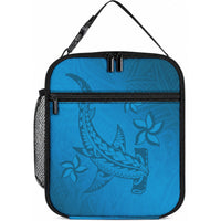 Blue Gradient Polynesia Lunch Bag Hawaiian Tribal Hammerhead Shark Tattoo