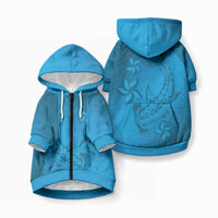 Blue Gradient Polynesia Pet Hoodie Hawaiian Tribal Hammerhead Shark Tattoo