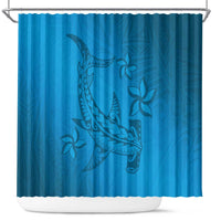Blue Gradient Polynesia Shower Curtain Hawaiian Tribal Hammerhead Shark Tattoo LT14 Blue - Polynesian Pride