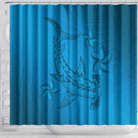 Blue Gradient Polynesia Shower Curtain Hawaiian Tribal Hammerhead Shark Tattoo LT14 - Polynesian Pride