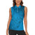 Blue Gradient Polynesia Women Sleeveless Polo Shirt Hawaiian Tribal Hammerhead Shark Tattoo