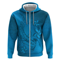 Blue Gradient Polynesia Zip Hoodie Hawaiian Tribal Hammerhead Shark Tattoo