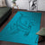 Dark Cyan Gradient Polynesia Area Rug Hawaiian Tribal Hammerhead Shark Tattoo