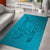 Dark Cyan Gradient Polynesia Area Rug Hawaiian Tribal Hammerhead Shark Tattoo