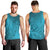 Dark Cyan Gradient Polynesia Men Tank Top Hawaiian Tribal Hammerhead Shark Tattoo