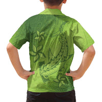 Green Gradient Polynesia Family Matching Tank Maxi Dress and Hawaiian Shirt Hawaiian Tribal Hammerhead Shark Tattoo