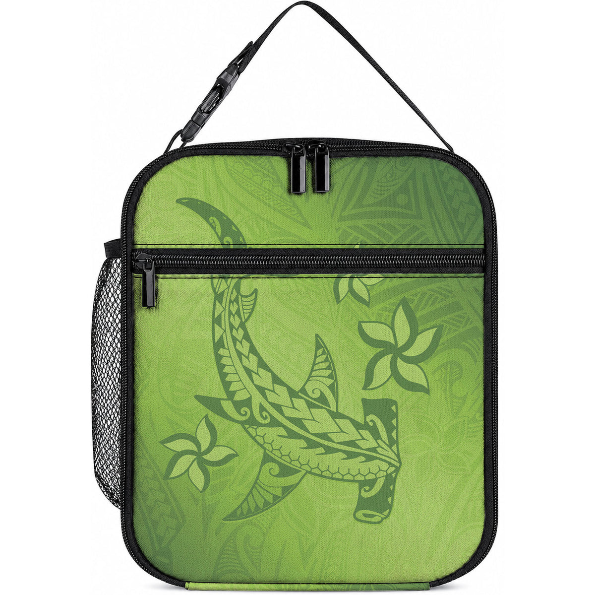Green Gradient Polynesia Lunch Bag Hawaiian Tribal Hammerhead Shark Tattoo LT14 10.2 × 8.3 × 4.3 inch Green - Polynesian Pride