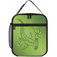 Green Gradient Polynesia Lunch Bag Hawaiian Tribal Hammerhead Shark Tattoo LT14 10.2 × 8.3 × 4.3 inch Green - Polynesian Pride