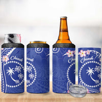 FSM Chuuk Constitution Day 4 in 1 Can Cooler Tumbler Frangipani Flowers Polynesian Curves Style LT14 - Polynesian Pride