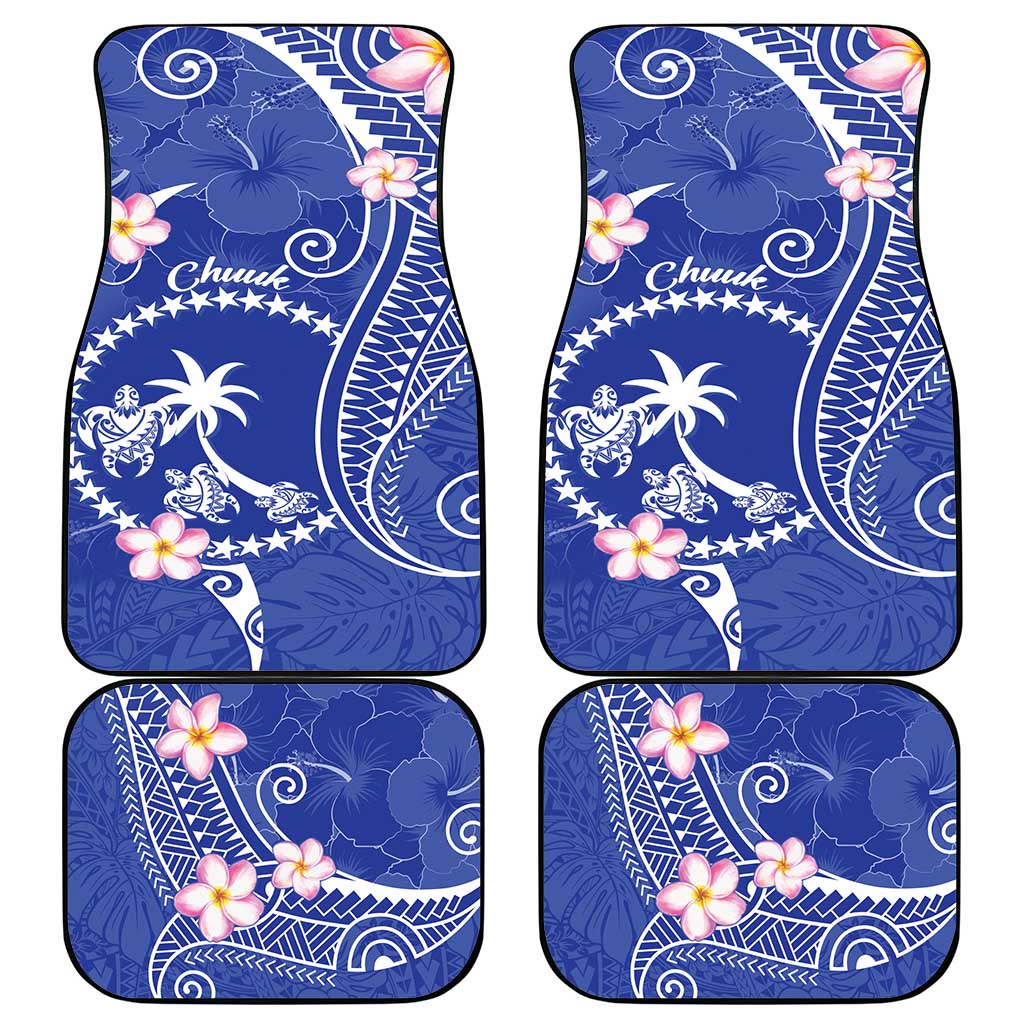 FSM Chuuk Constitution Day Car Mats Frangipani Flowers Polynesian Curves Style