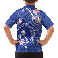 FSM Chuuk Constitution Day Kid Hawaiian Shirt Frangipani Flowers Polynesian Curves Style