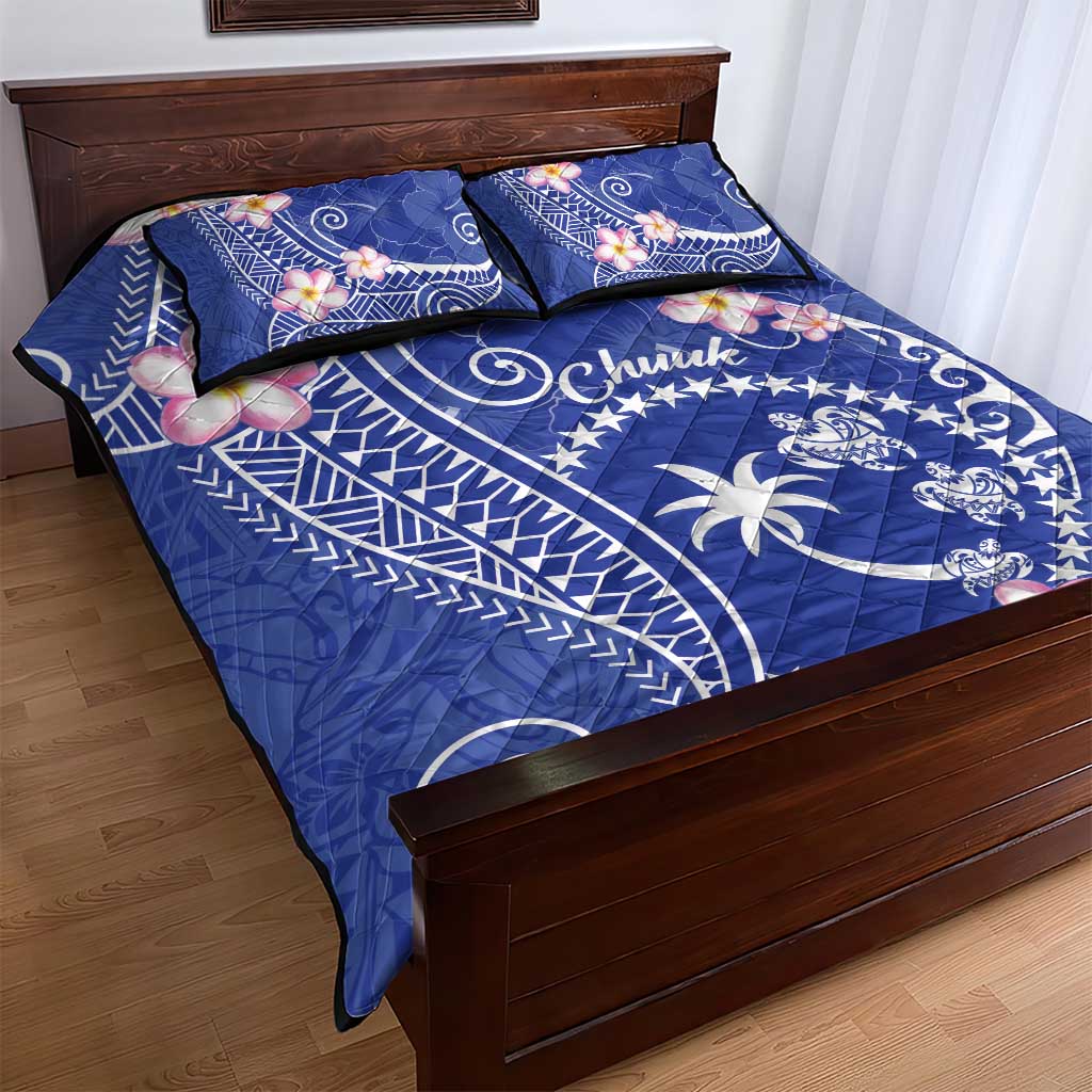 FSM Chuuk Constitution Day Quilt Bed Set Frangipani Flowers Polynesian Curves Style
