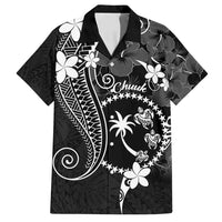FSM Chuuk Family Matching Summer Maxi Dress and Hawaiian Shirt Turtle Tropical Flowers Polynesian - Black