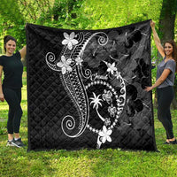 FSM Chuuk Quilt Turtle Tropical Flowers Polynesian - Black LT14 - Polynesian Pride