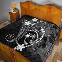 FSM Chuuk Quilt Turtle Tropical Flowers Polynesian - Black LT14 - Polynesian Pride