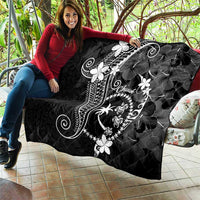 FSM Chuuk Quilt Turtle Tropical Flowers Polynesian - Black LT14 - Polynesian Pride