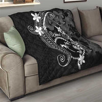 FSM Chuuk Quilt Turtle Tropical Flowers Polynesian - Black LT14 - Polynesian Pride