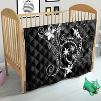 FSM Chuuk Quilt Turtle Tropical Flowers Polynesian - Black LT14 - Polynesian Pride