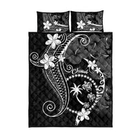 FSM Chuuk Quilt Bed Set Turtle Tropical Flowers Polynesian - Black LT14 - Polynesian Pride