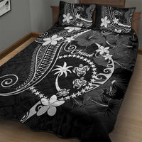 FSM Chuuk Quilt Bed Set Turtle Tropical Flowers Polynesian - Black LT14 - Polynesian Pride