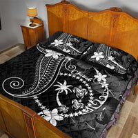 FSM Chuuk Quilt Bed Set Turtle Tropical Flowers Polynesian - Black LT14 - Polynesian Pride