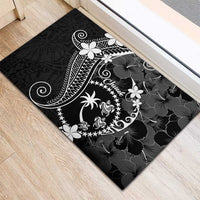 FSM Chuuk Rubber Doormat Turtle Tropical Flowers Polynesian - Black LT14 - Polynesian Pride