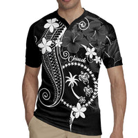FSM Chuuk Rugby Jersey Turtle Tropical Flowers Polynesian - Black