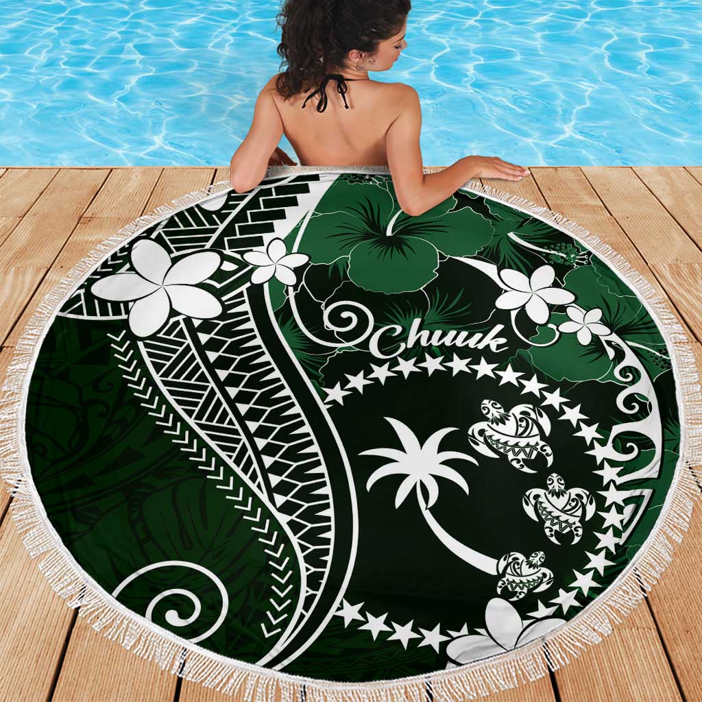 FSM Chuuk Beach Blanket Turtle Tropical Flowers Polynesian - Green