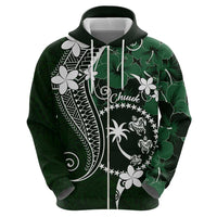 FSM Chuuk Hoodie Turtle Tropical Flowers Polynesian - Green