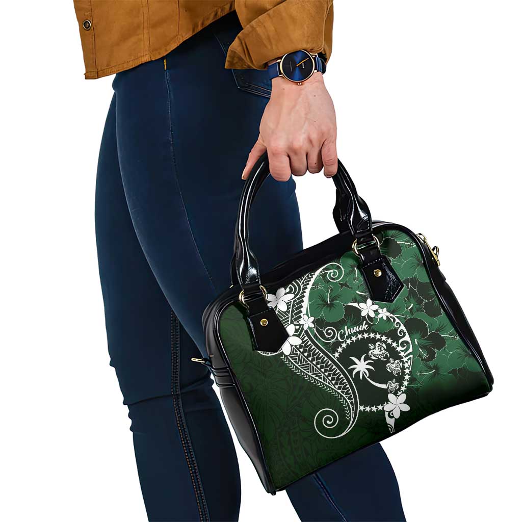 FSM Chuuk Shoulder Handbag Turtle Tropical Flowers Polynesian - Green LT14 - Polynesian Pride