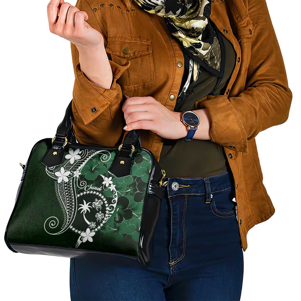 FSM Chuuk Shoulder Handbag Turtle Tropical Flowers Polynesian - Green LT14 - Polynesian Pride