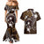 FSM Chuuk Couples Matching Mermaid Dress and Hawaiian Shirt Turtle Tropical Flowers Polynesian - Brown